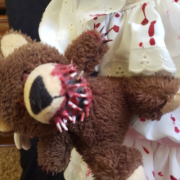 OOAK Creepy Porcelain Doll and Bear - Picture 3 of 4